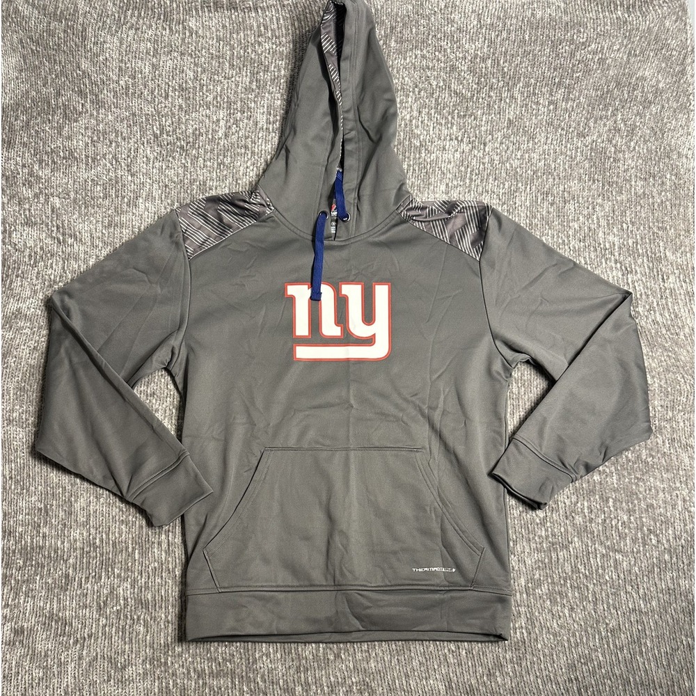 New York Giants Hoodie Size M Gray Sweatshirt Majestic Thermabase NFL Football